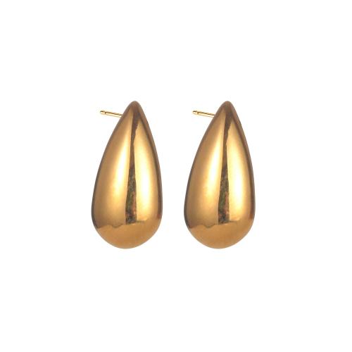 Edelstahl Stud Ohrring, 304 Edelstahl, Tropfen, 18K vergoldet, Modeschmuck & für Frau, goldfarben, 18x10mm, verkauft von Paar