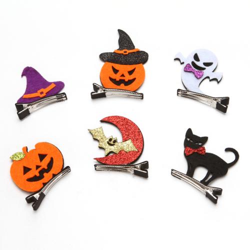 Non-woven Fabrics Alligator Hair Clip, with Zinc Alloy, Halloween Design & for woman 