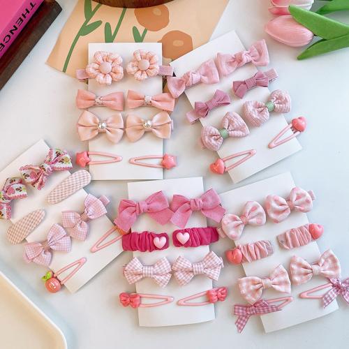 Children Hair Jewelry Set, Zinc Alloy, with Cloth, handmade & for woman, mixed colors, Hair clip :5cm; Card : . [