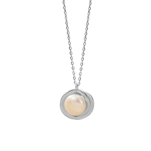 Collier de bijoux en argent , argent sterling 925, avec Shell Pearl, avec 5CM chaînes de rallonge, pour femme, couleur platine Environ 40 cm, Vendu par PC