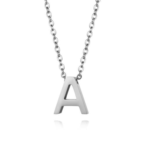 Edelstahl Schmuck Halskette, 316 L Edelstahl, Alphabet-Buchstabe, Modeschmuck & unisex & verschiedene Stile für Wahl, originale Farbe, Länge:ca. 45 cm, verkauft von PC