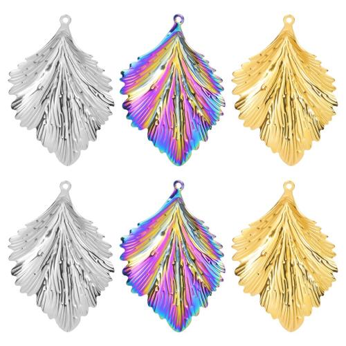 Pendentif Feuille en acier inoxydable, Acier inoxydable 304, Placage ionique sous vide, bijoux de mode & unisexe & styles différents pour le choix, plus de couleurs à choisir Environ 50 cm, Vendu par PC