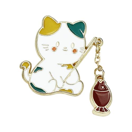 Zinc Alloy Jewelry Brooch, Cat, stoving varnish, Unisex 