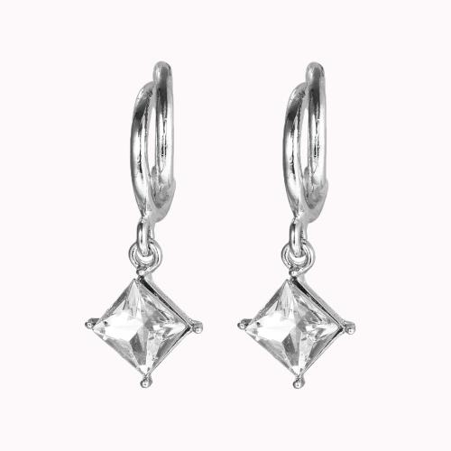 Zinc Alloy Leverback Earring, with Crystal, Rhombus, fashion jewelry & for woman, original color 