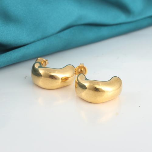 Boucles d'oreilles en acier titane, poli, pour femme, doré Vendu par paire