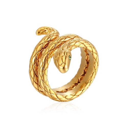 Edelstahl Fingerring, 304 Edelstahl, Schlange, Vakuum-Ionen-Beschichtung, Modeschmuck & verschiedene Größen vorhanden & für Frau, goldfarben, verkauft von PC