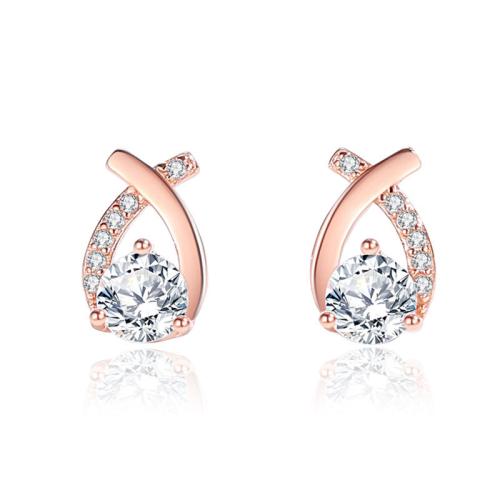 Cubic Zirconia Micro Pave Sterling Silver Earring, 925 Sterling Silver, micro pave cubic zirconia & for woman 10mm 