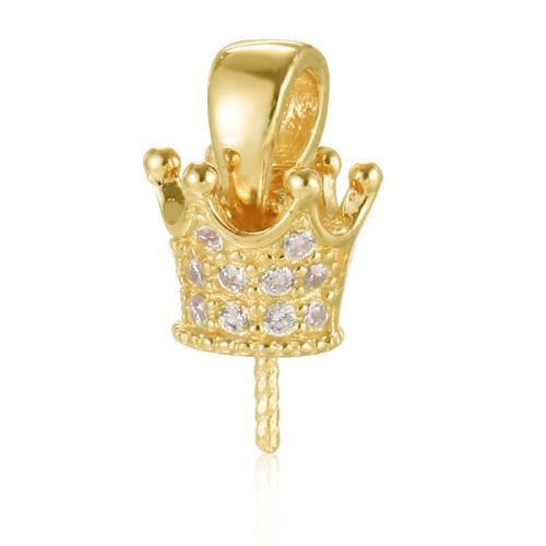 Brass Peg Bail, Crown, plated, DIY & with rhinestone 4.5mm [