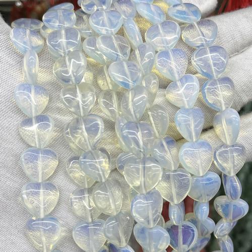 Opal Beads, Heart, fashion jewelry & DIY, white, 13mm Approx 38 cm 