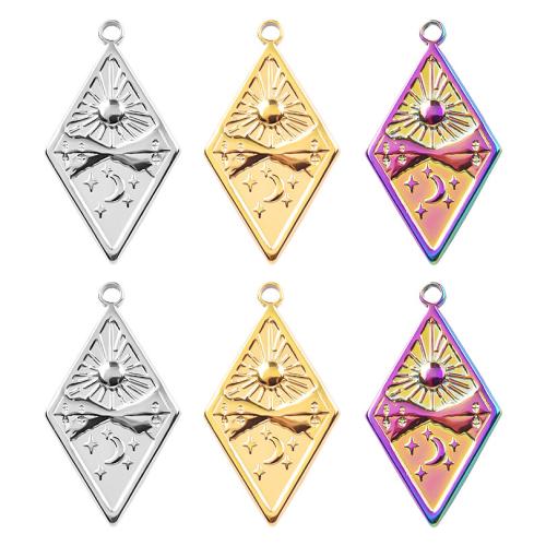 Edelstahl Anhänger, 304 Edelstahl, Rhombus, Vakuum-Ionen-Beschichtung, Modeschmuck & DIY, keine, 14x26mm, verkauft von PC