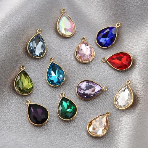 Crystal Jewelry Pendants, 304 Stainless Steel, with Crystal, Teardrop, DIY 