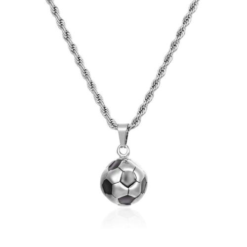 Edelstahl Schmuck Halskette, 304 Edelstahl, Fussball, Vakuum-Ionen-Beschichtung, Modeschmuck & unisex, keine, 13x17.6mm, Länge:55 cm, verkauft von PC