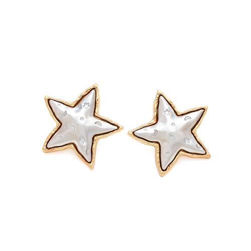 Zinc Alloy Stud Earring, Star, plated, fashion jewelry, silver color [