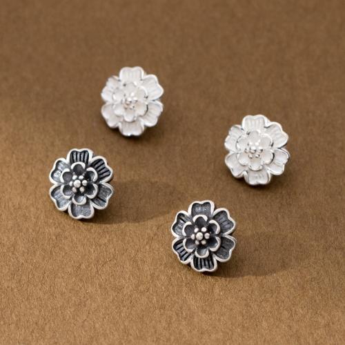 925 Sterling Silver Shank Button, Flower, DIY Approx 1.9mm 