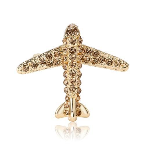 Rhinestone Zinc Alloy Brooch, Airplane, plated, fashion jewelry & for woman & with rhinestone 