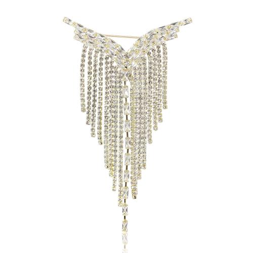 Rhinestone Zinc Alloy Brooch, Tassel, plated, fashion jewelry & for woman & with rhinestone 