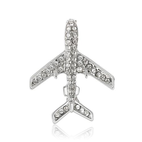 Rhinestone Zinc Alloy Brooch, Airplane, plated, fashion jewelry & for woman & with rhinestone 