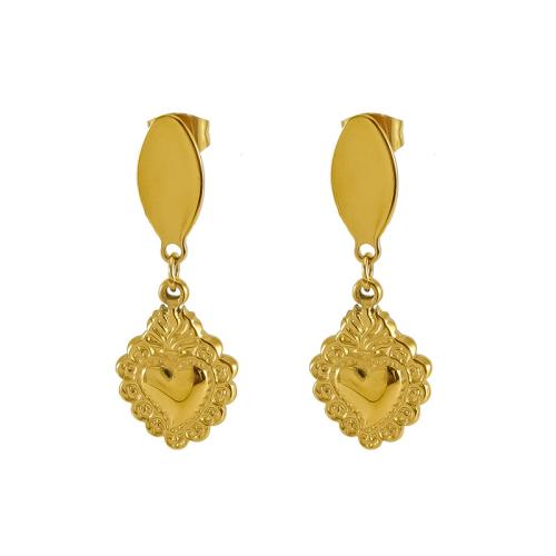 Stainless Steel Drop Earring, 304 Stainless Steel, 18K gold plated, fashion jewelry & for woman, golden 