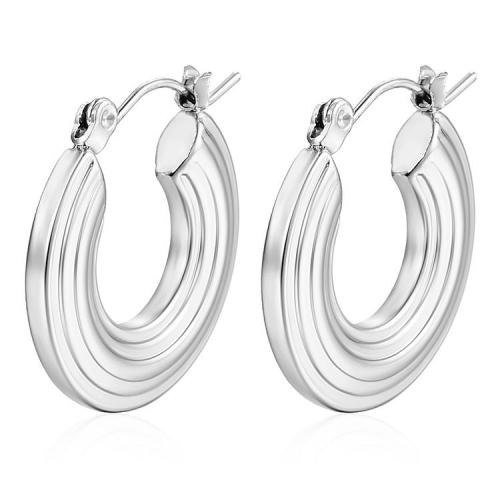 Mens acier inoxydable Hoop boucles d'oreilles, Acier inoxydable 304, Placage ionique sous vide, bijoux de mode & pour femme, plus de couleurs à choisir Vendu par paire