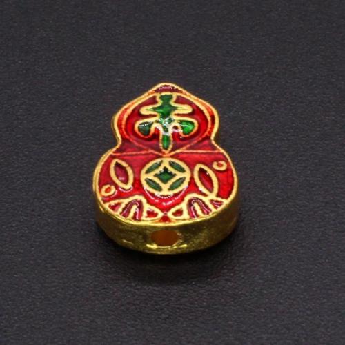 Enamel Zinc Alloy Beads, Calabash, gold color plated, DIY 