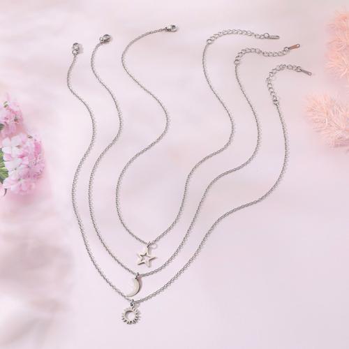 Edelstahl Schmuck Halskette, 304 Edelstahl, mit Verlängerungskettchen von 5cm, poliert, unisex & verschiedene Stile für Wahl, Silberfarbe, Länge:45 cm, verkauft von PC