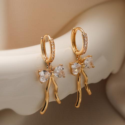 Cubic Zirconia Micro Pave Brass Earring, plated, fashion jewelry & micro pave cubic zirconia 