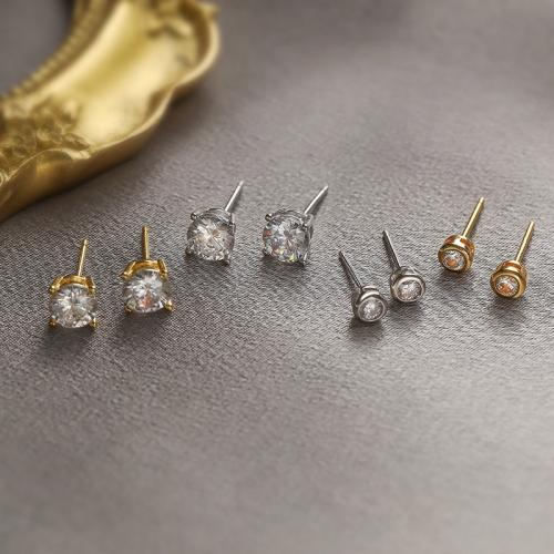 Silver Earring Zircon pavent Sterling, argent sterling 925, styles différents pour le choix & pavé de micro zircon & pour femme, plus de couleurs à choisir, Vendu par paire[