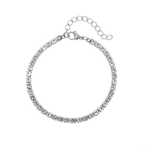 Edelstahl Armbänder, 304 Edelstahl, für Frau & mit Strass, keine, Länge:18 cm, verkauft von PC