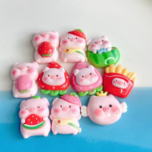 Mobile Phone DIY Decoration, Resin, Pig & enamel, DIY kit length 20-30mm 