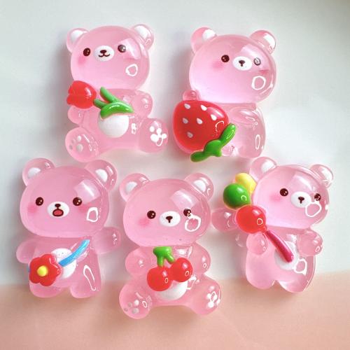 Mobile Phone DIY Decoration, Resin, Bear & luminated, DIY kit length 20-35mm 