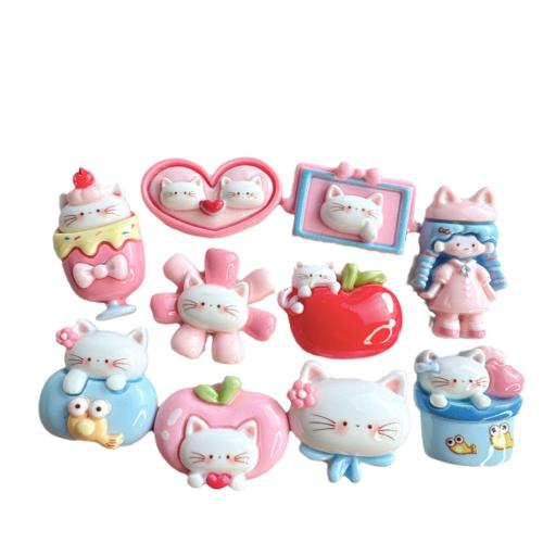 Mobile Phone DIY Decoration, Resin, Cat & enamel, DIY kit length 15-35mm 