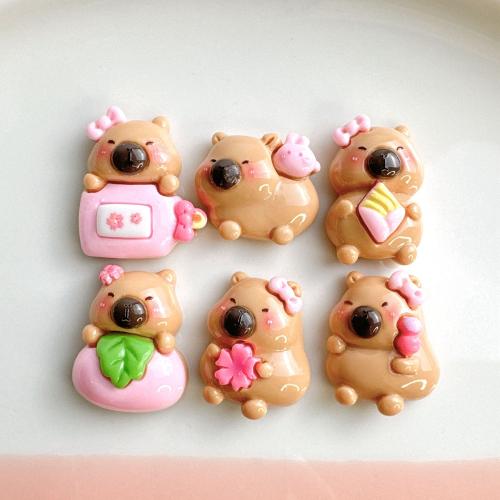 Mobile Phone DIY Decoration, Resin, Bear & enamel, DIY kit length 15-25mm 