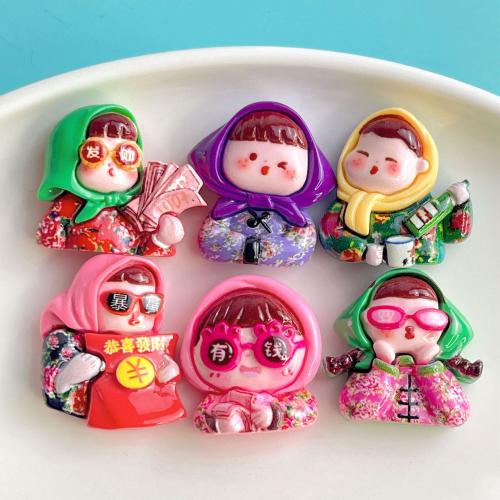 Mobile Phone DIY Decoration, Resin, Girl & enamel, DIY kit length 25-30mm 