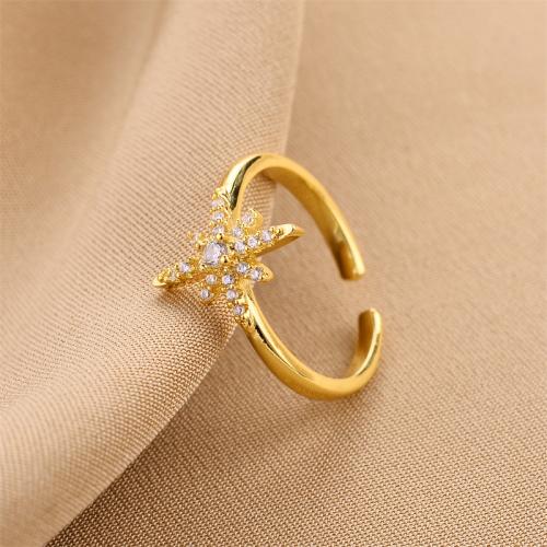 Cubic Zirconia Micro Pave Brass Finger Ring, fashion jewelry & micro pave cubic zirconia & for woman, golden, US Ring 