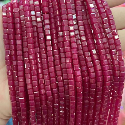 Single Gemstone Beads, Ruby Alumina, Square, fashion jewelry & DIY & faceted, fuchsia Approx 38 cm 