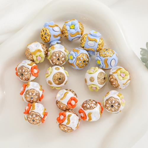 Zinc Alloy Jewelry Beads, with Clay, gold color plated, DIY 16mm 