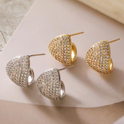 Cubic Zirconia Micro Pave Brass Earring, plated, fashion jewelry & micro pave cubic zirconia 