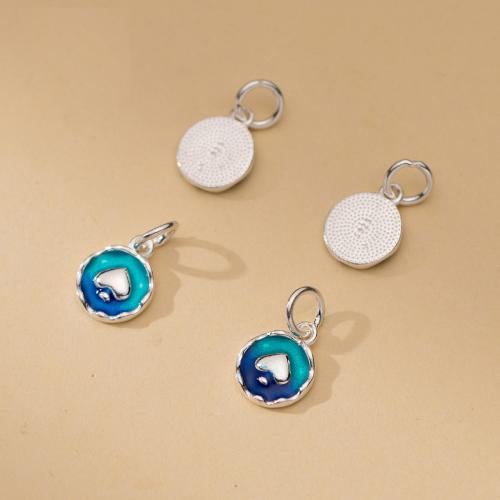 Sterling Silver Pendants, 925 Sterling Silver, DIY & epoxy gel, silver color, 9mm 