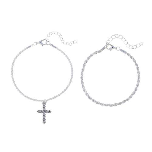 Rhinestone en alliage de zinc bijoux , 2 pièces & styles différents pour le choix & pour femme & avec strass, plus de couleurs à choisir, Vendu par fixé