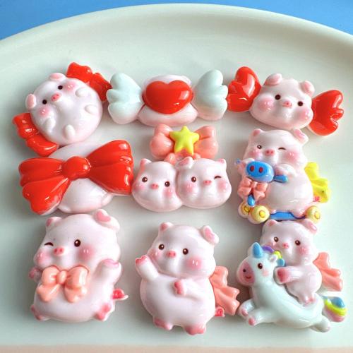 Mobile Phone DIY Decoration, Resin, Pig & enamel, DIY kit length 20-25mm 