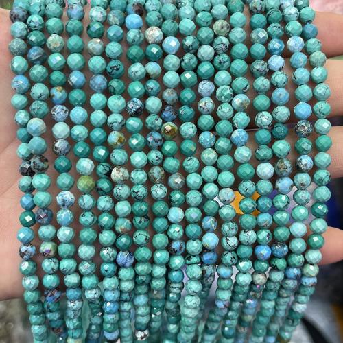 Natural Turquoise Beads, Round, fashion jewelry & DIY & faceted, green Approx 38 cm 