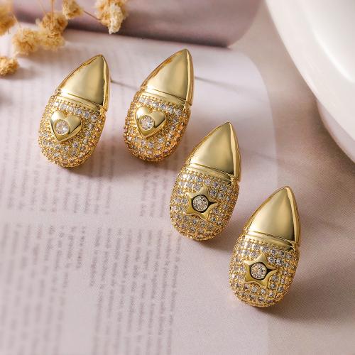 Cubic Zirconia Micro Pave Brass Earring, plated, fashion jewelry & micro pave cubic zirconia, golden [