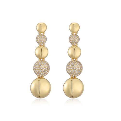 Cubic Zirconia Micro Pave Brass Earring, plated, fashion jewelry & micro pave cubic zirconia, golden 