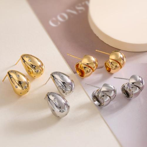 Cubic Zirconia Micro Pave Brass Earring, plated, fashion jewelry & micro pave cubic zirconia 