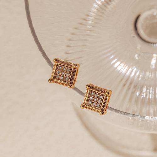 Cubic Zirconia Micro Pave Brass Earring, plated, fashion jewelry & micro pave cubic zirconia, golden [