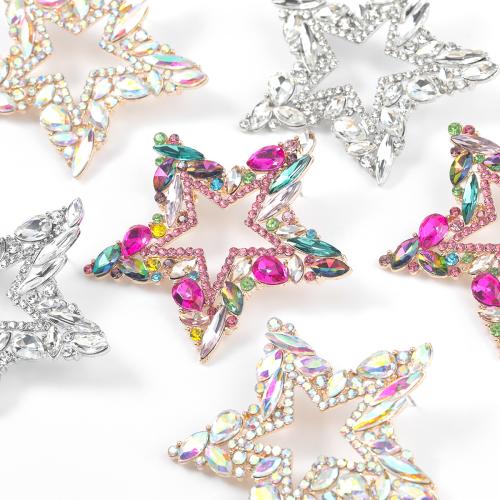 Zinc Alloy Rhinestone Stud Earring, Star, fashion jewelry & for woman & with rhinestone 