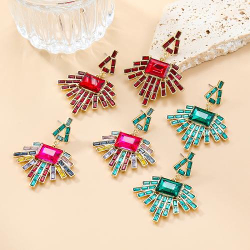 Zinc Alloy Rhinestone Stud Earring, Fan, fashion jewelry & for woman & with rhinestone 