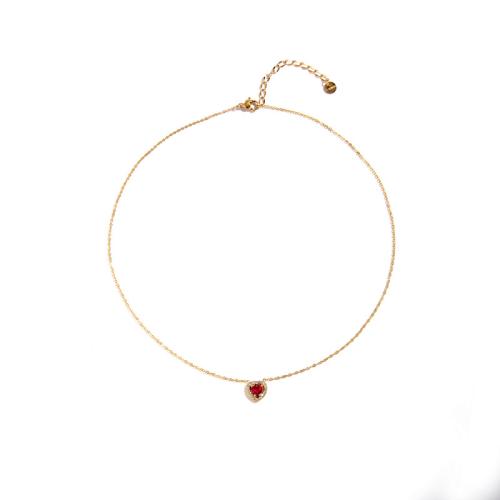 Collier de bijoux de titane, Acier titane, Placage ionique sous vide, pavé de micro zircon & pour femme, doré Environ 41-50 cm, Vendu par PC