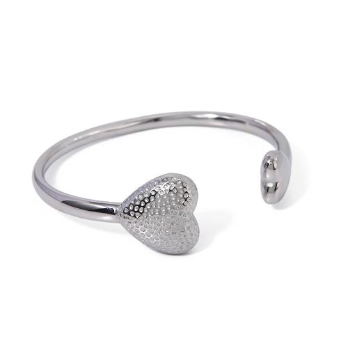 Stainless Steel Cuff Bangle, 304 Stainless Steel, Heart, fashion jewelry & for woman, Inner Approx 62mm [