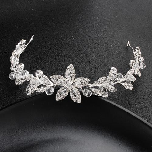 Diadema  de Bisuteria, aleación de zinc, con Cristal, para mujer, plateado, longitud:aproximado 31 cm, Vendido por UD